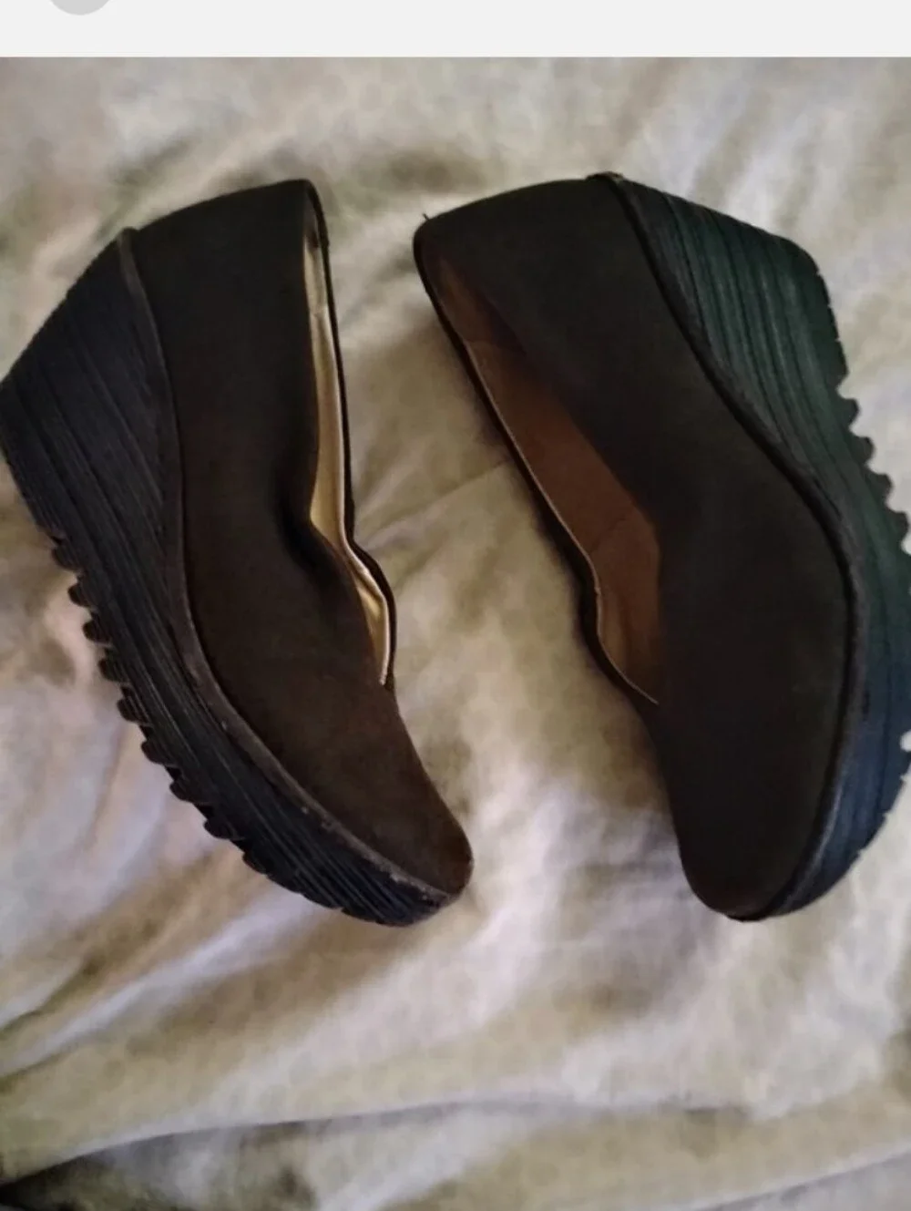 FLY London Black Leather Slip-on Platforms